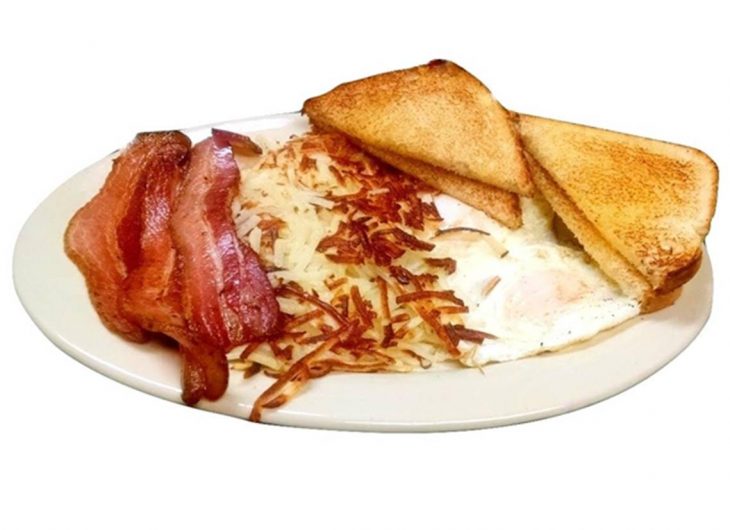 Start your morning with two eggs any style, hashbrowns, choice of meat and toast
